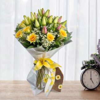 daisies, roses and lilies bouquet