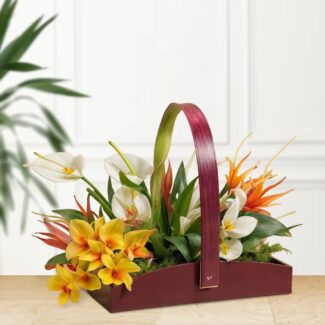 lilies, orchids and anthurium basket