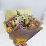 pink and yellow rose bouquet