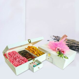 pink carnations and yellow orchids box