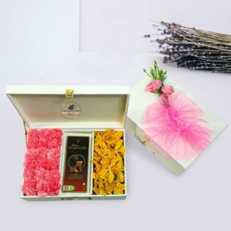 pink carnations and yellow orchids box