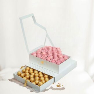 pink roses with ferrero rocher
