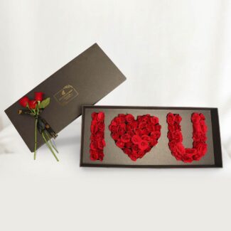 red roses i love you box