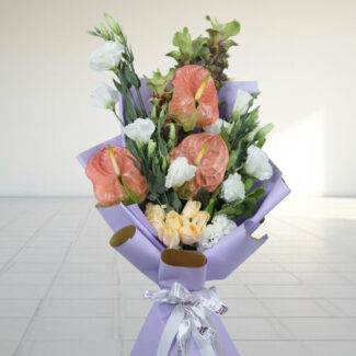 roses, carnation & anthurium bouquet