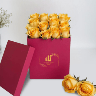 yellow rose box bouquet