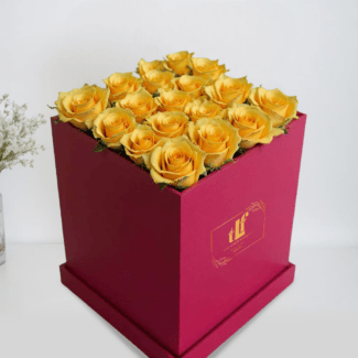 yellow rose box bouquet