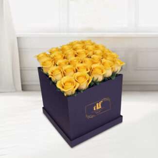 yellow roses bouquet box